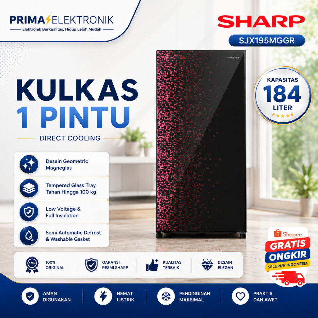 KULKAS 1 PINTU SHARP SJX195MGGR 128L/SJX-195-MGGR/SJX-195MGGR/SJX 195 MGGR/SJX 195MGGR/SJX-195 MGGR/