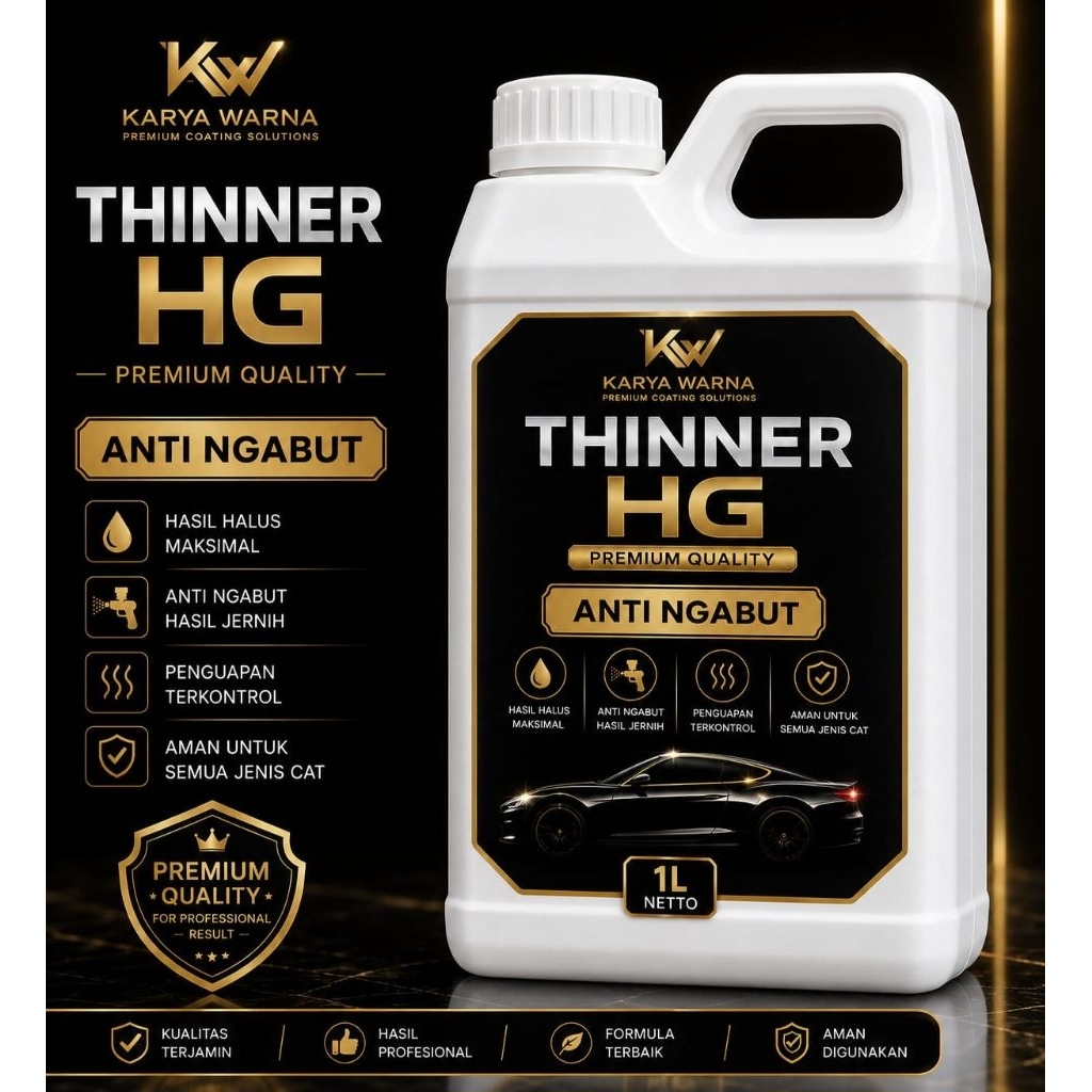 Thinner HG Premium 1 Liter | Thinner Anti Ngabut | Pengencer Cat Mobil Motor | Hasil Jernih & Halus
