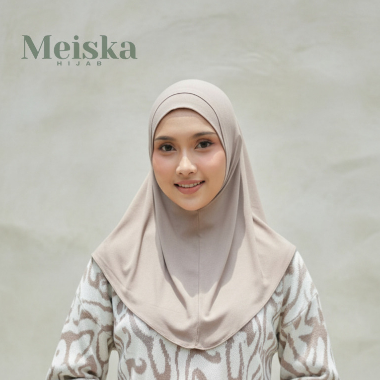 MEISKA HIJAB - Kanaya Hijab Instan Warna Ash Brown Bahan Rayon Viscose