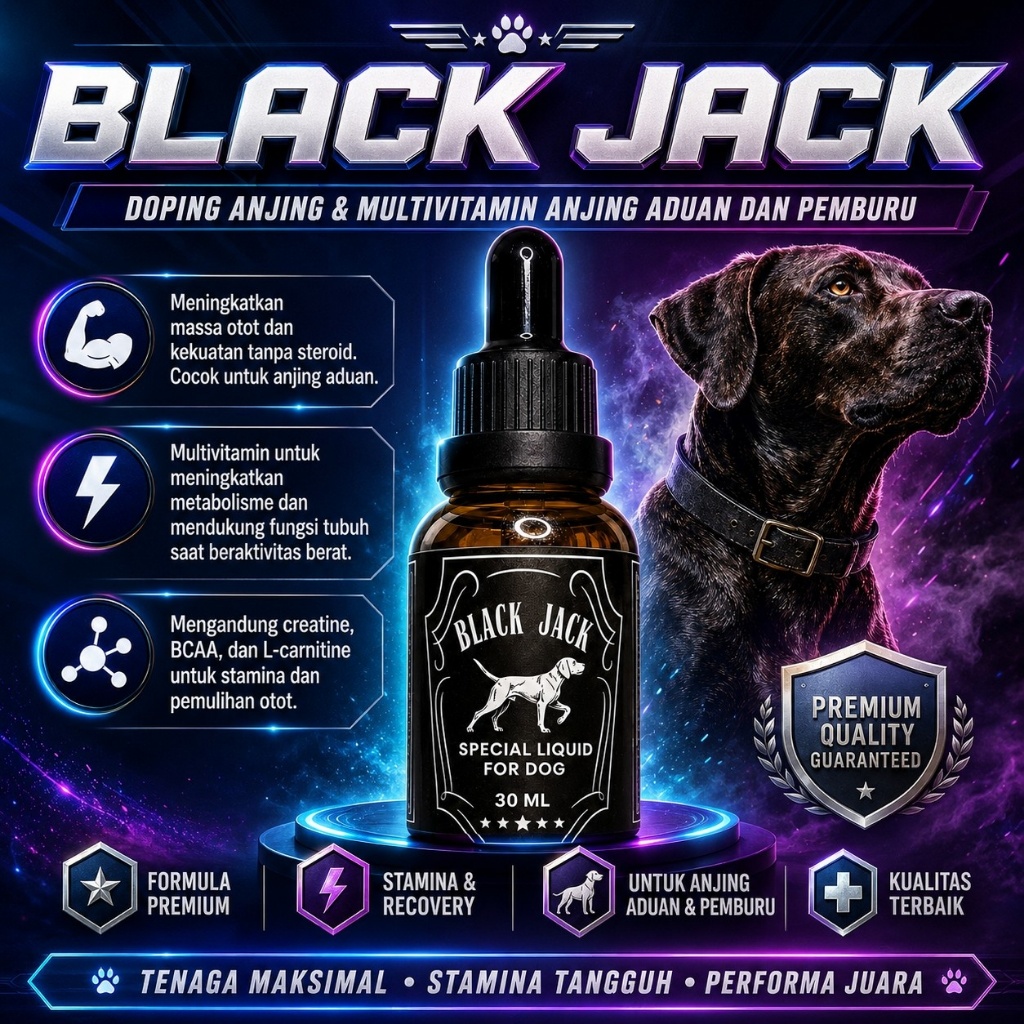 BLACK JACK Doping Anjing Multivitamin Anjing Suplemen Stamina Vitalitas Performa Anjing 30ml