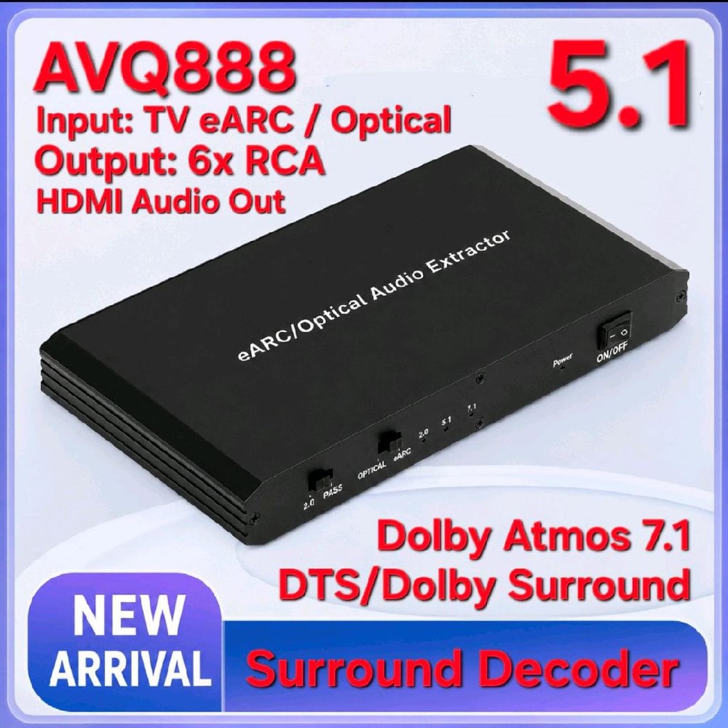 AVPRO AVQ888 Surround Decoder 5.1CH (Optical) 7.1CH HDMI Dolby Atmos Surround Decoder Surround AC3 I