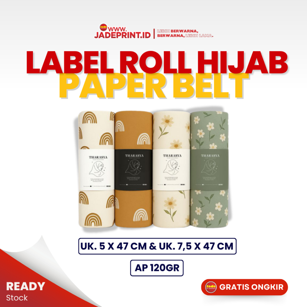 Label Roll Hijab Kustom| Paper Belt Custom| Segel Belt Custom  Murah | Paper Belt Custom Packaging|P