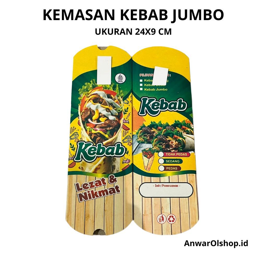 Kemasan Kebab Turki Ukuran 24x9 cm // Kertas Kebab Turki Murah // Kotak kebab Turki // Kemasan Kerta