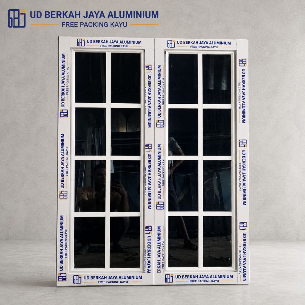set kusen jendela doble alumunium 3inc ornamen ukuran T.100 L.100
