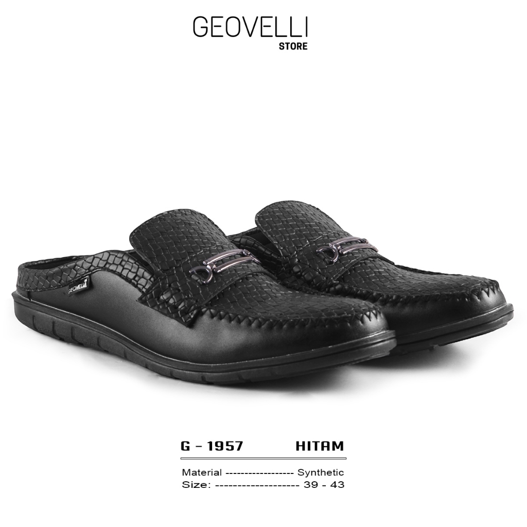 GEOVELLI STORE I Sepatu Sendal Selop Pria Sandal Selop Bustong Geovelli Slip On Casual Kulit Sinteti