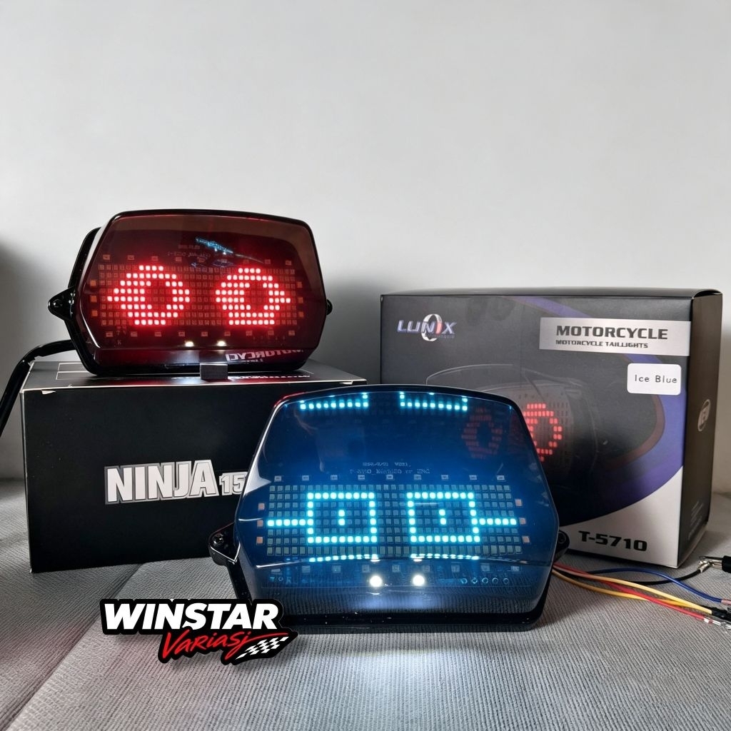 Stoplamp Running Animasi Ninja 150 R/Ninja SS Mode Otomatis 7 Mode Set Mika Smoke