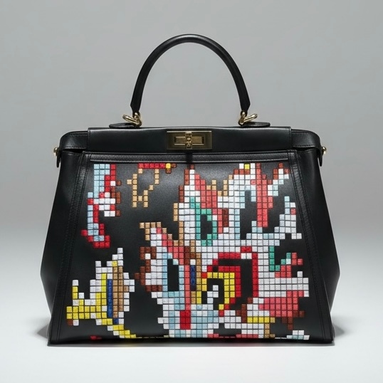 Preloved FENDI Peekaboo Pixelated Embroidery Bag