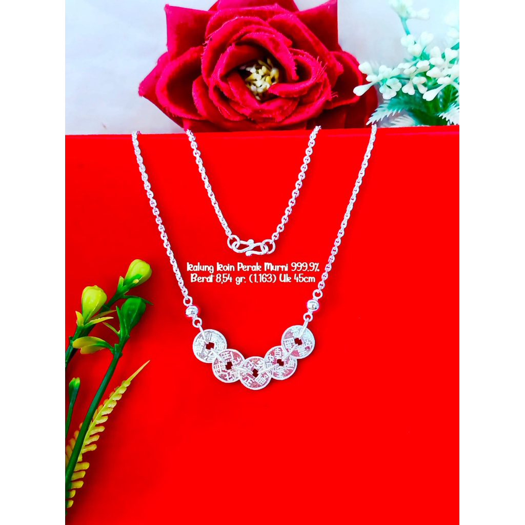 kalung koin perak murni 99,99%