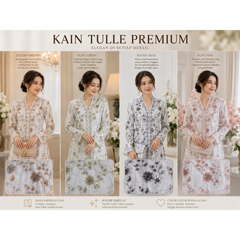 Tille Payet Premium / Tulle Full Payet / Tulle Aksesoris Full Payet / Kain Tulle Premium