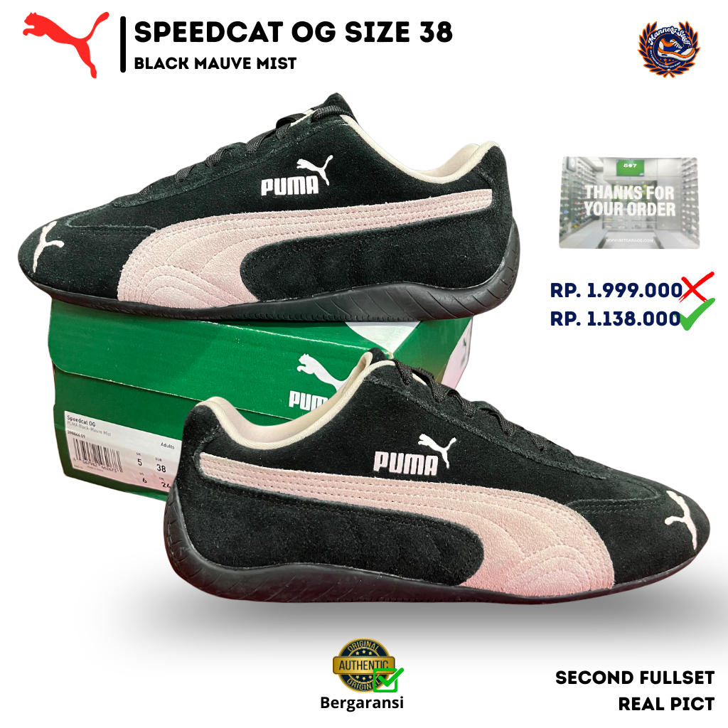 Sepatu Puma Speedcat OG Black Mauve Pink Size 38 Second Fullset Original