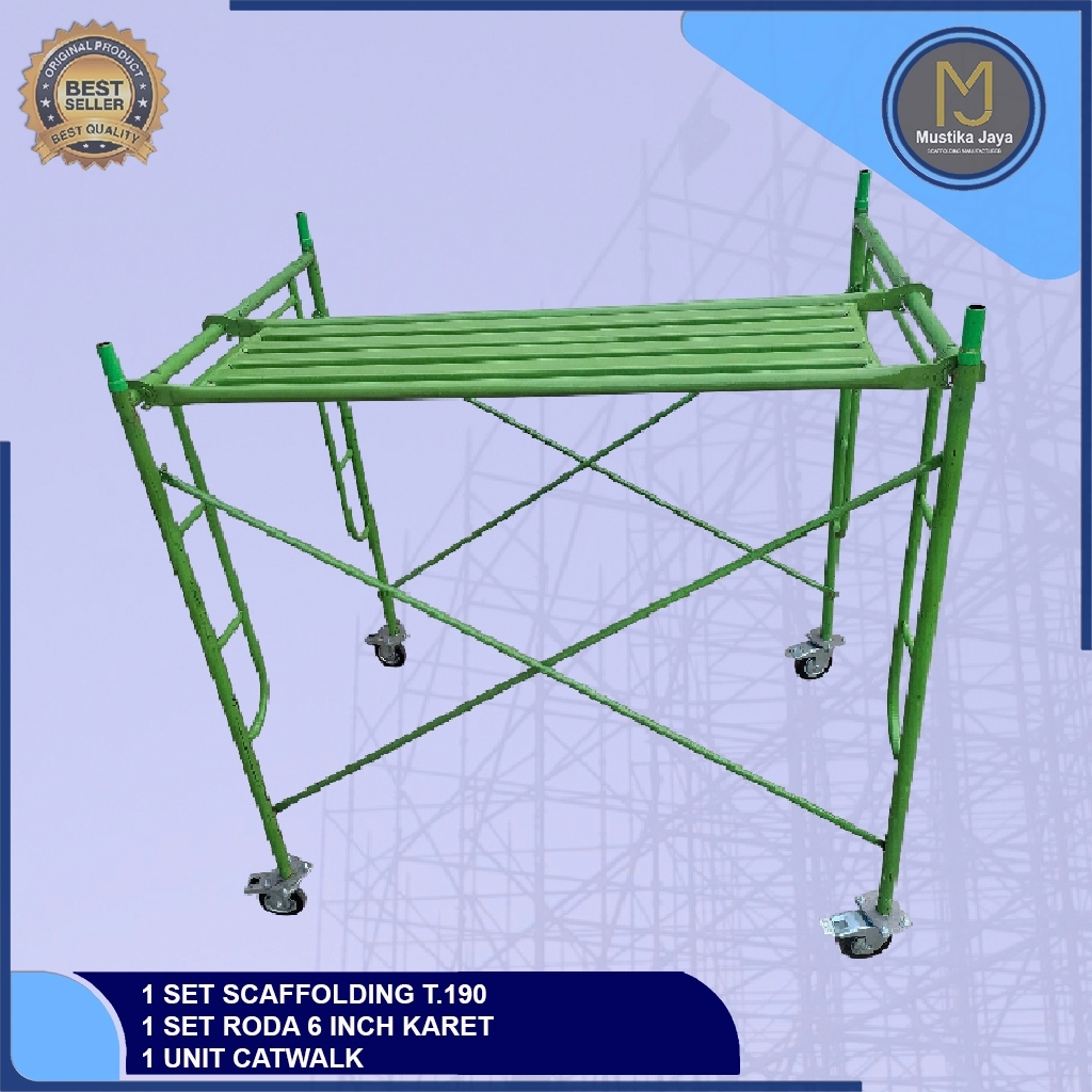 1 SET LENGKAP SCAFFOLDING MAIN FRAME 190 CATWALK & RODA STEGER PERANCAH - SNI