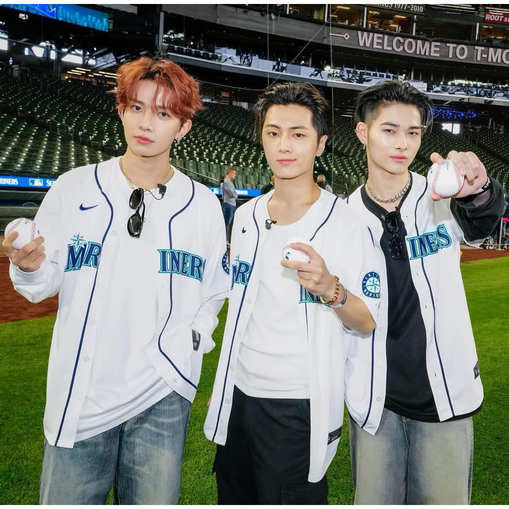 Jersey Baseball Enhypen x Mariners NCT 127 x Dodgers Outerwear White - Custom Nama & Nomor