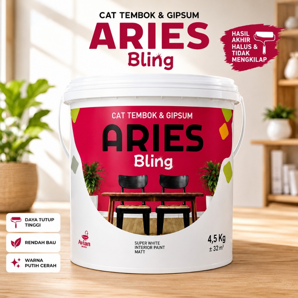 Cat Tembok & Gypsum Aries Bling -  Interior Paint Matt - Cat Dinding Aries Bling 4,5 kg