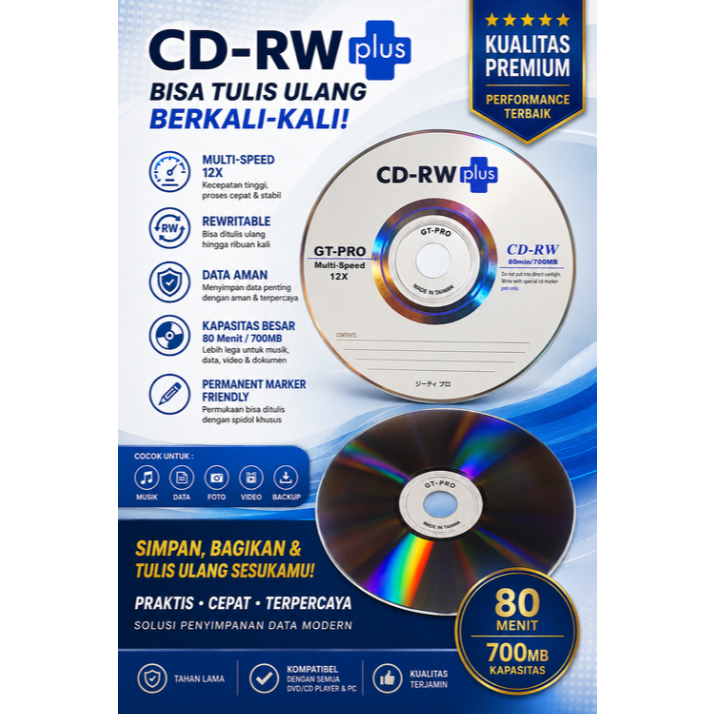 CD RW PLUS KOSONG GT PRO CD RW BLANK
