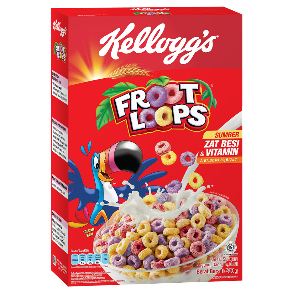Kellogg’s Froot Loops 150g - Sereal Berwarna Ceria, Rasa Segar, Halal Sarapan Anak Camilan Anak Seha