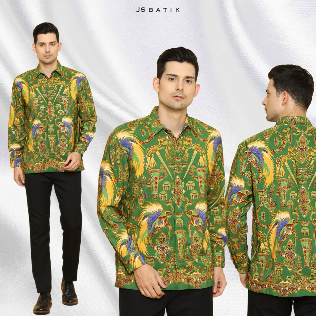 BATIK PAPUA HIJAU, Kemeja Batik / Setelan Couple Batik Papua Cendrawasih / Kain Batik Meteran