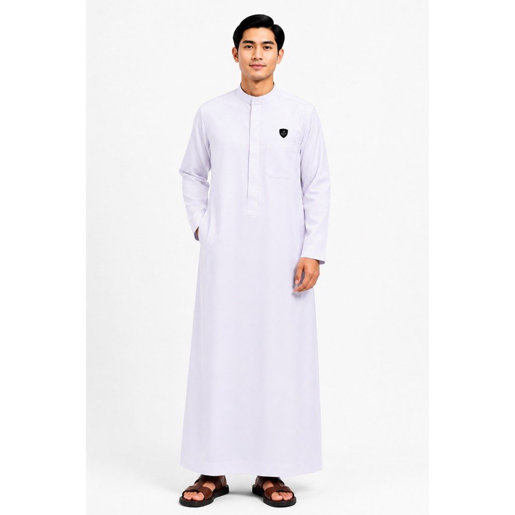 Samase Jubah Casual A129 White Pjg l Jubah Gamis Lengan Panjang