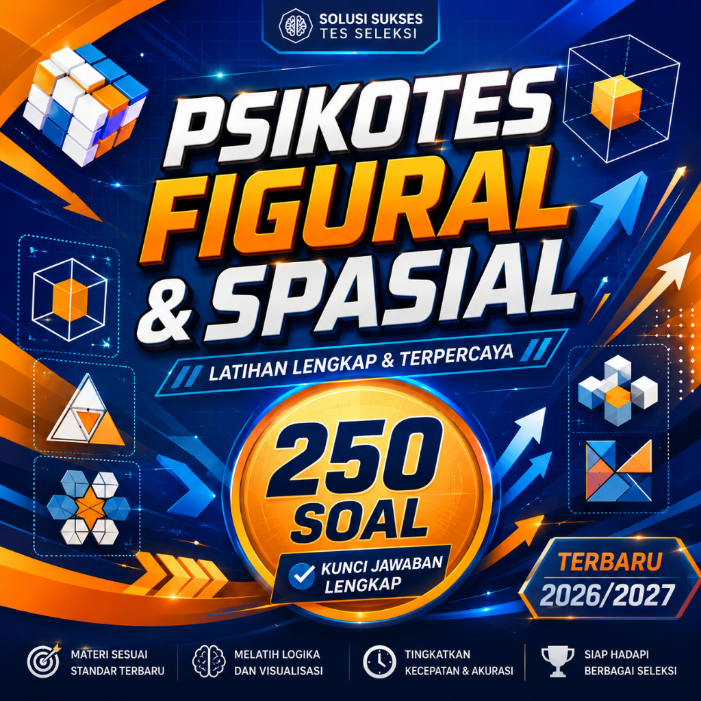 PSIKOTES FIGURAL & SPASIAL 2026/2027 PDF | 250 Soal + Kunci Jawaban | Latihan Tes Kerja, CPNS, BUMN,