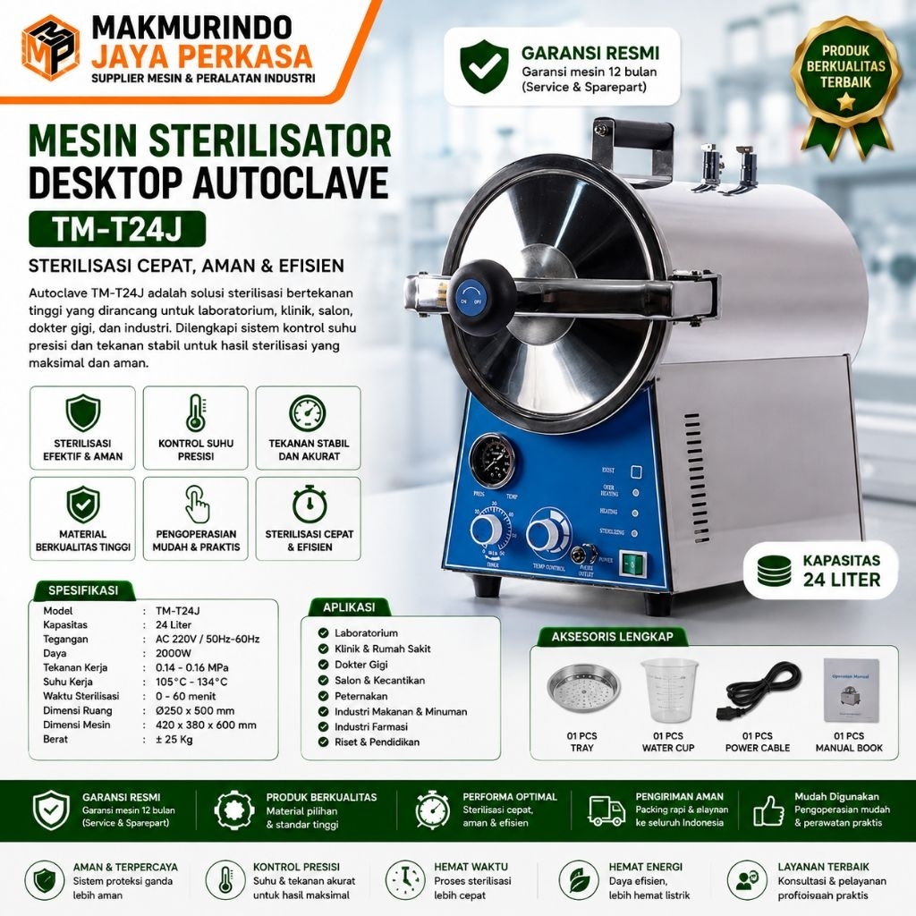 Autoclave Table Top TM-T24J | Autoclave Dental | Autoclave Mata
