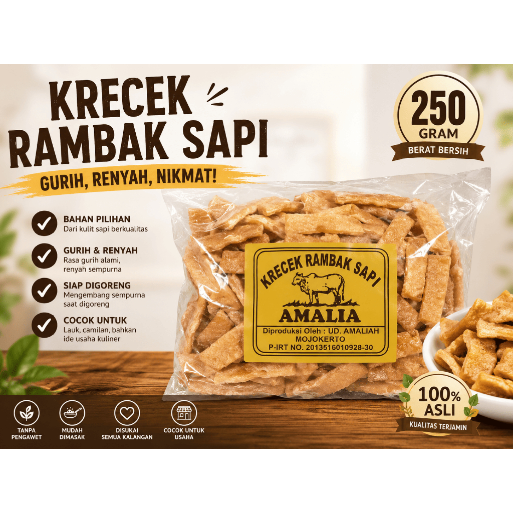 Rambak Sapi Mentah 250 Gram – Gurih, Renyah & Berkualitas