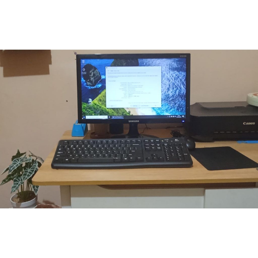 PC Rakitan Full Set Siap Pakai Pentium G2030 4GB SSD 128GB Monitor Samsung 19" Second Murah