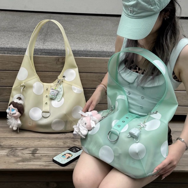 [FAST PO] JELLY HOBO POLKADOT PVC BAG | tas wanita pvc jelly bag