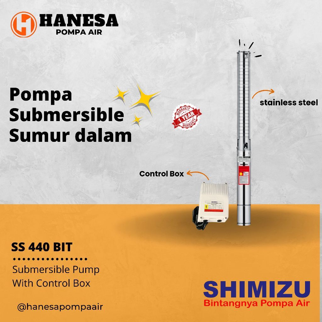 Pompa Celup Sumur Bor (Borehole Pump) Shimizu SS 440 BIT / Pompa Air Celup Sumur Dalam / Submersible