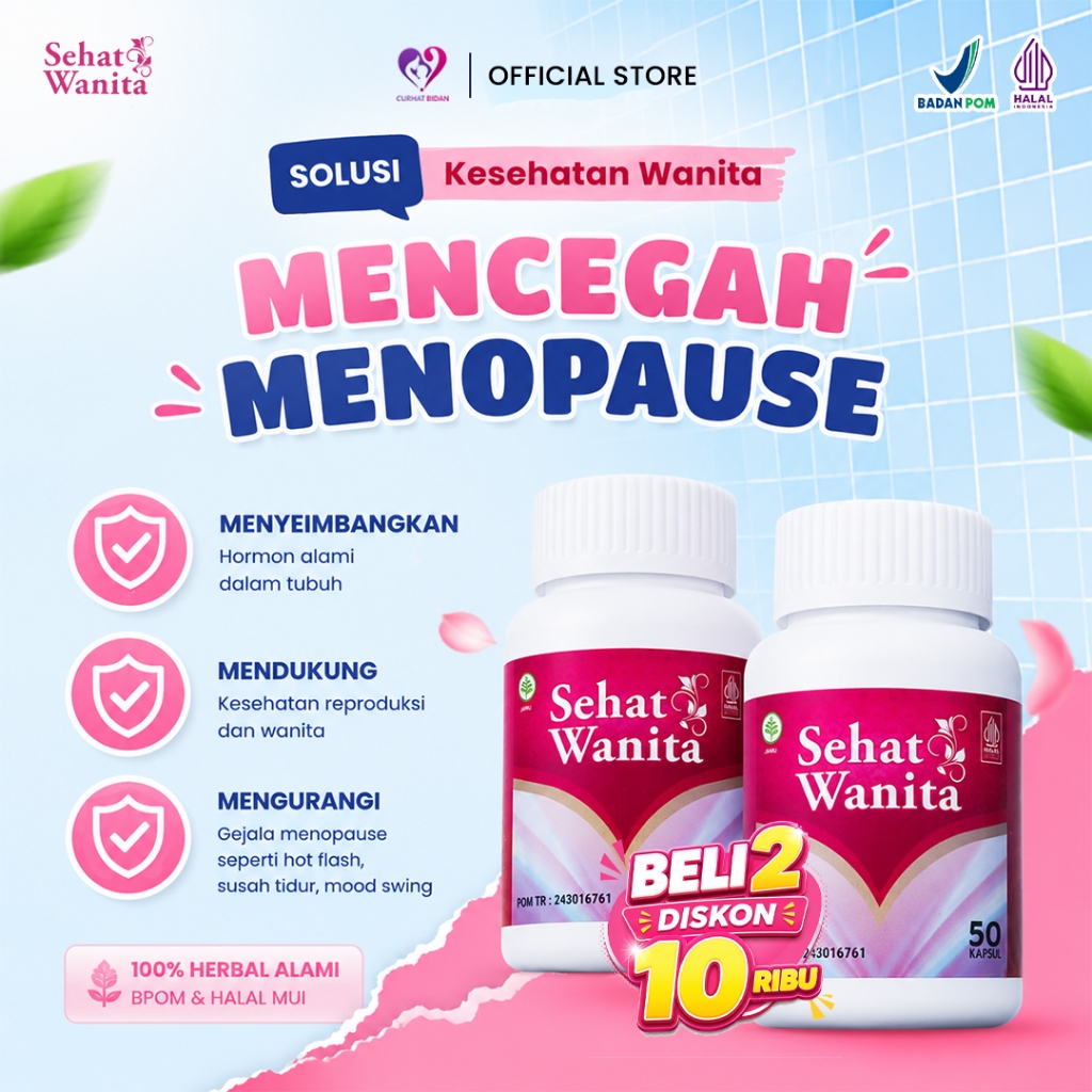 Obat Pencegah Menopause, Gejala Menopause, Menopause Dini, Penunda Menopause - Sehat Wanita Asli 100