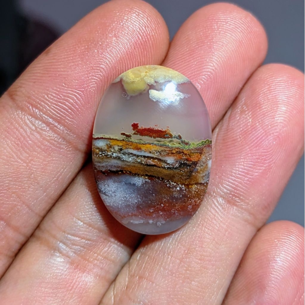 Batu Akik Garut Lilin Darson Merah Cabai Nipis, Motif Pemandangan, Tinggal Naik ring Perak, Cocok Bu