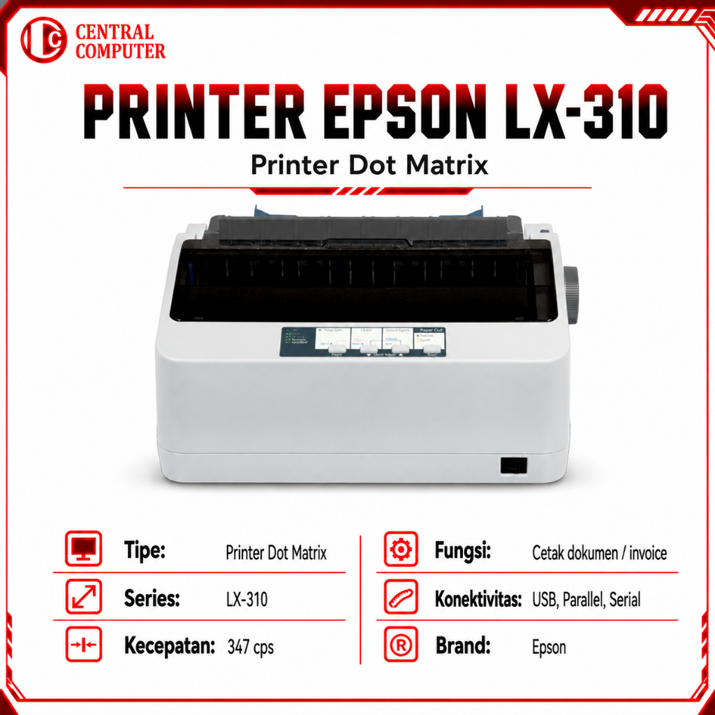 Printer Epson LX-310 | Dot Matrix 9 Pin | USB & Parallel | 357 cps | Printer Form & Invoice