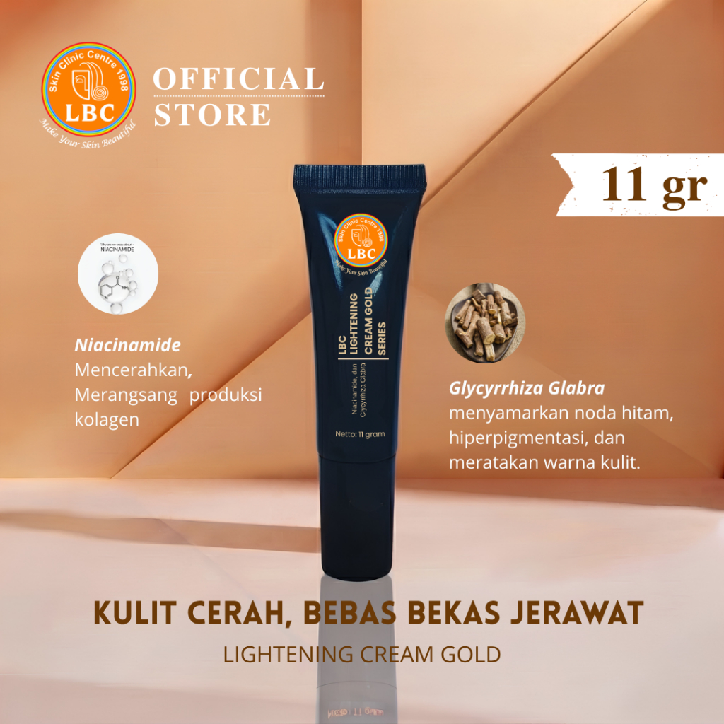 LBC - Lightening Cream Gold with Niacinamide | Mencerahkan | Menyamarkan Bekas Jerawat & Flek Hitam
