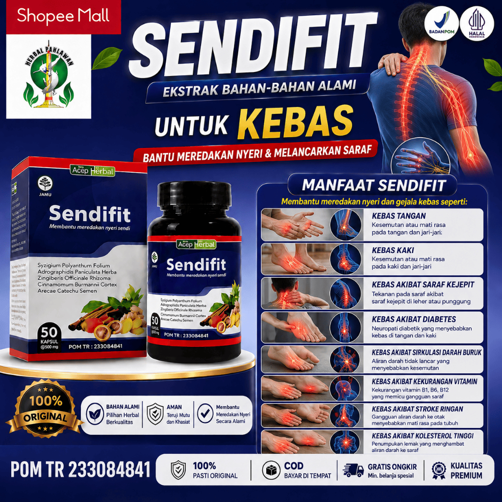 Obat Herbal Kebas, Kebas Akibat Diabetes, Kebas Akibat Sirkulasi Darah Buruk - SendiFit Legalitas BP