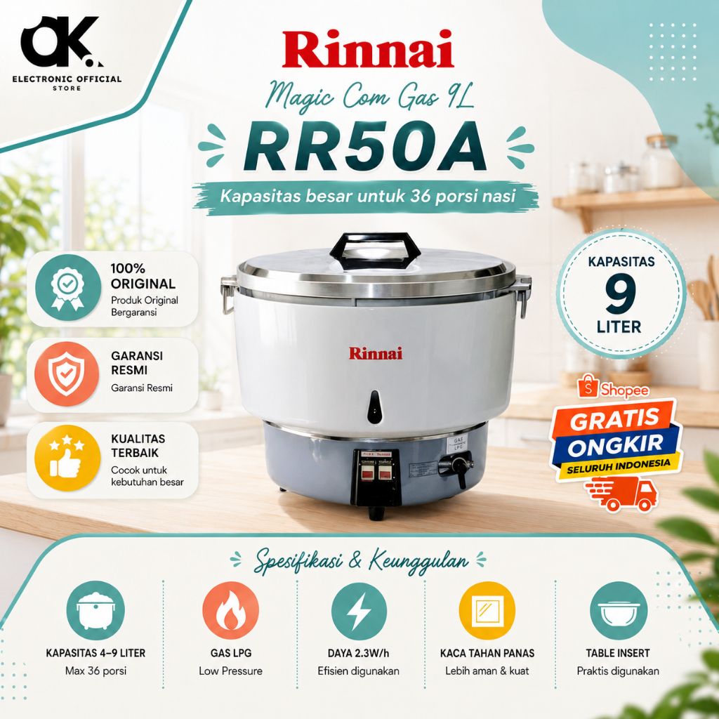 RINNAI MAGIC COM GAS RR50A 9L/RR50A/RR50A/RR50A/RR50A/RR50A/RR50A/RINNAI ORIGINAL BERGARANSI RESMI