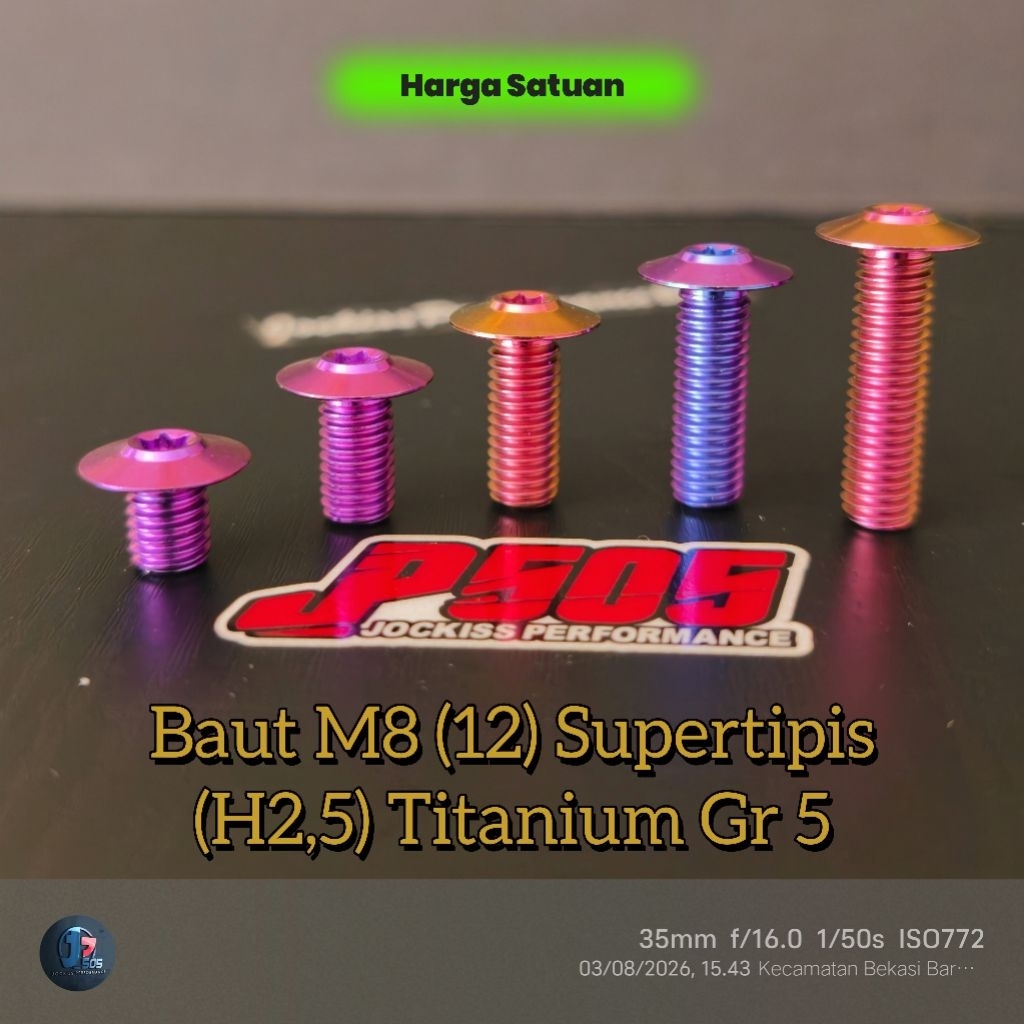 Baut M8 (12) MM H2,5MM Tipis Titanium Gr 5