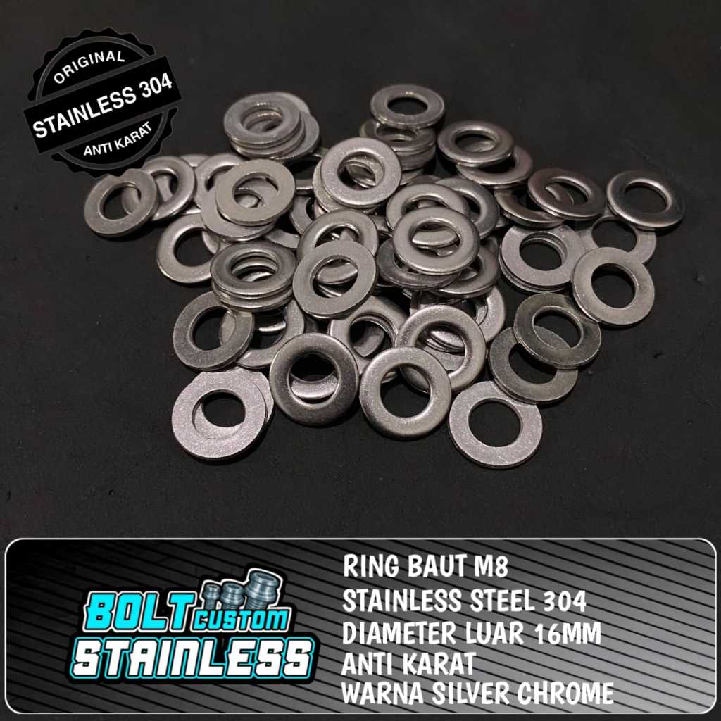 RING BAUT M8 KECIL STAINLESS STEEL