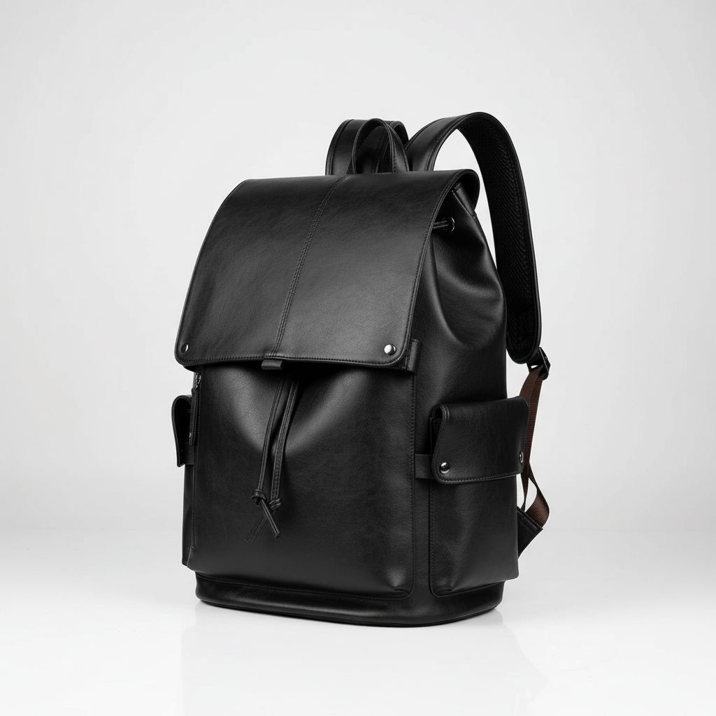 Backpack Kulit PU Tas Ransel Laptop Pria Wanita Kasual Kulit Muat Banyak