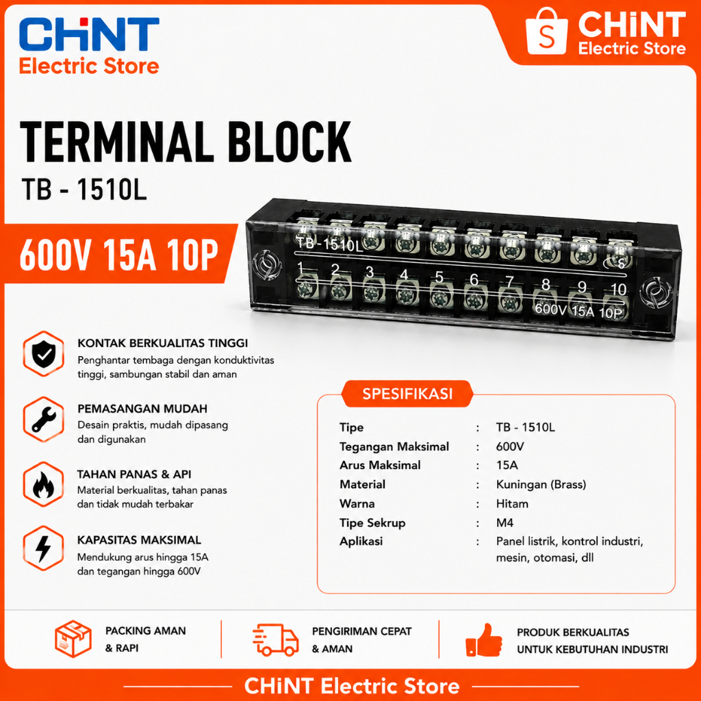 Terminal BlockTB-1510L600V15A10P TB1506L600V15A6P TB1504L600V15A4P
