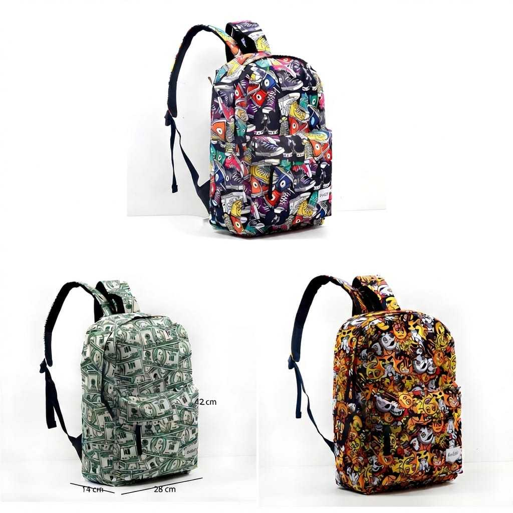 Tas Ransel Sekolah Emot Mural - Bacpack Pria Kasual Trendy - Ransel Originals GEGOH