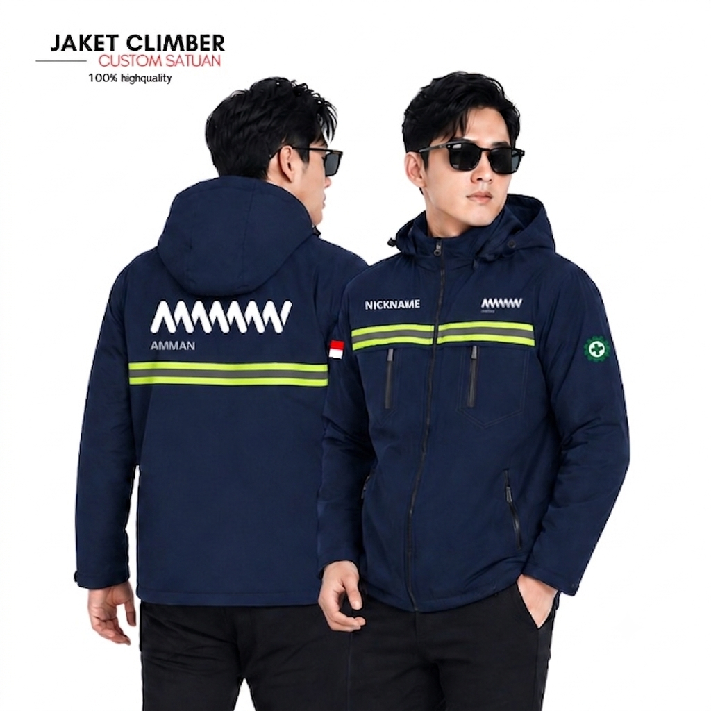 Jaket Custom PT Perusahaan Tambang AMMAN Mineral Sablon Spotlite Satuan