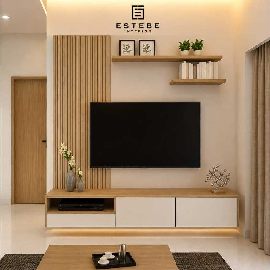 meja tv gantung minimalis modern dan elegan mempercantik ruang tv