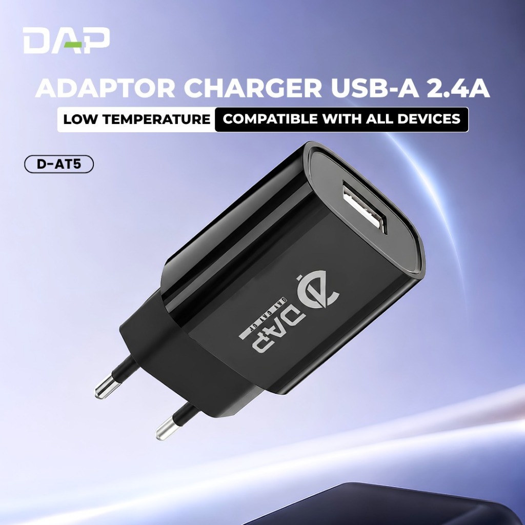 DAP Fast Charging Usb Charger 2.4 A Garansi Resmi 1 Tahun – D-AT5 pengisi daya 12W 1 PCS