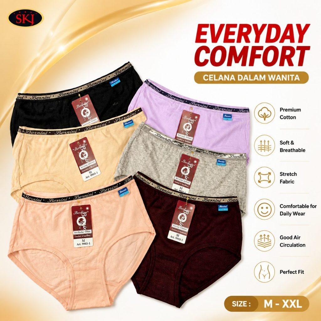 CD Wanita BERNINI 9903 Bahan Katun / Pakaian Dalam Wanita Seamless  Mini - skj