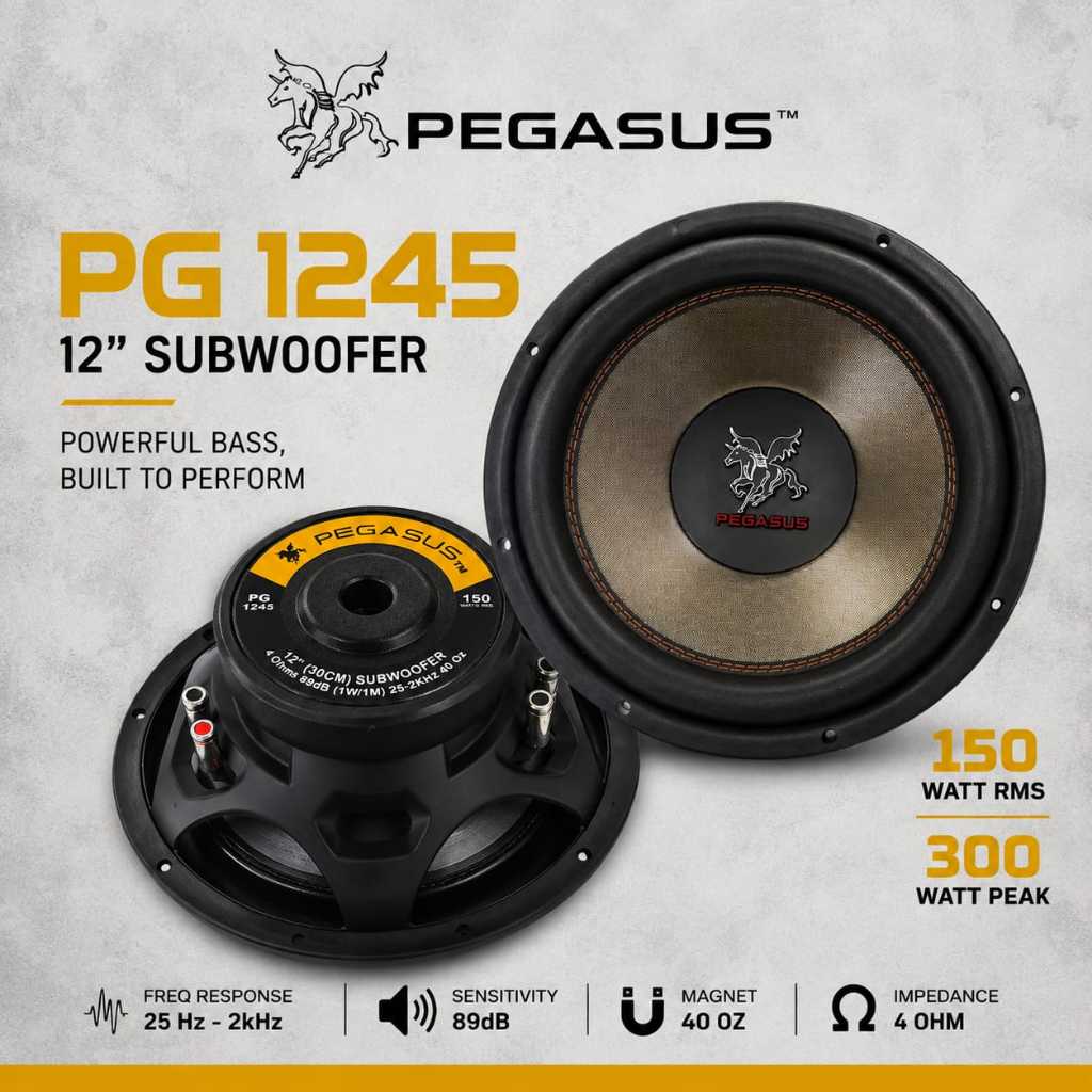 Subwoofer 12 inch Pegasus PG 1245 DC 150 watt original