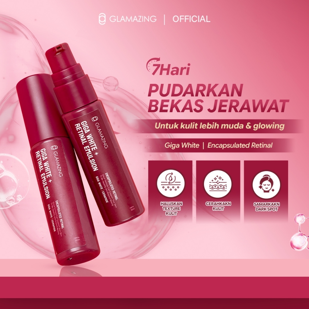GLAMAZING Serum Giga White + Retinal Emulsion 30ml Anti Aging Retinol Mencerahkan Mengurangi Kerutan