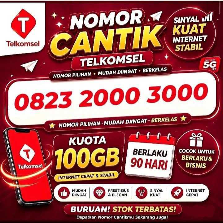 BISA COD NOMOR CANTIKK TELKOMSEL BONUS KUOTA UTAMA 100GB