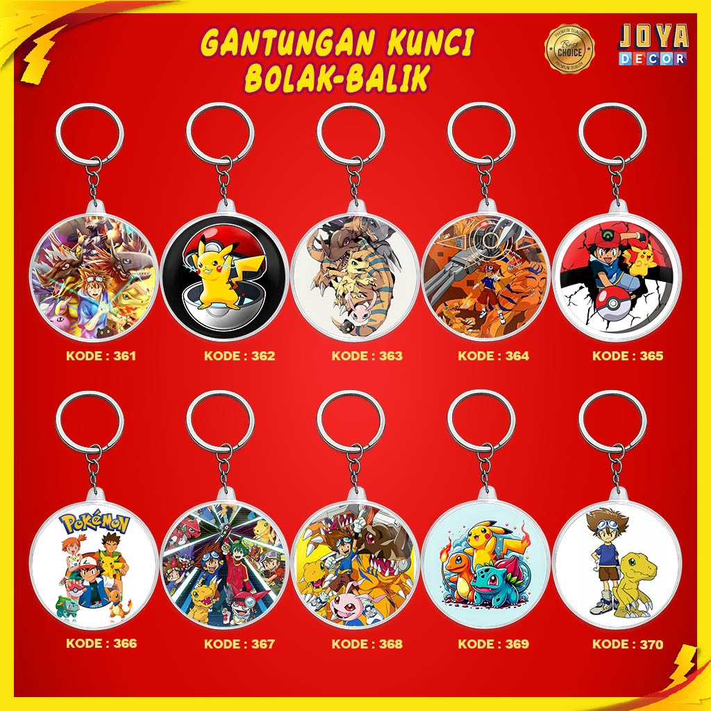 GANTUNGAN KUNCI POKEMON / GANCI POKEMON AKRILIK / GANTUNGAN KUNCI POKEMON BULAT XJ