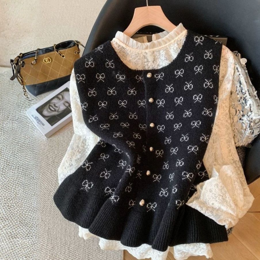 Rompi Vintage Sweater Rompi Rajut Cardigan Longgar Pakaian Luar untuk Wanita