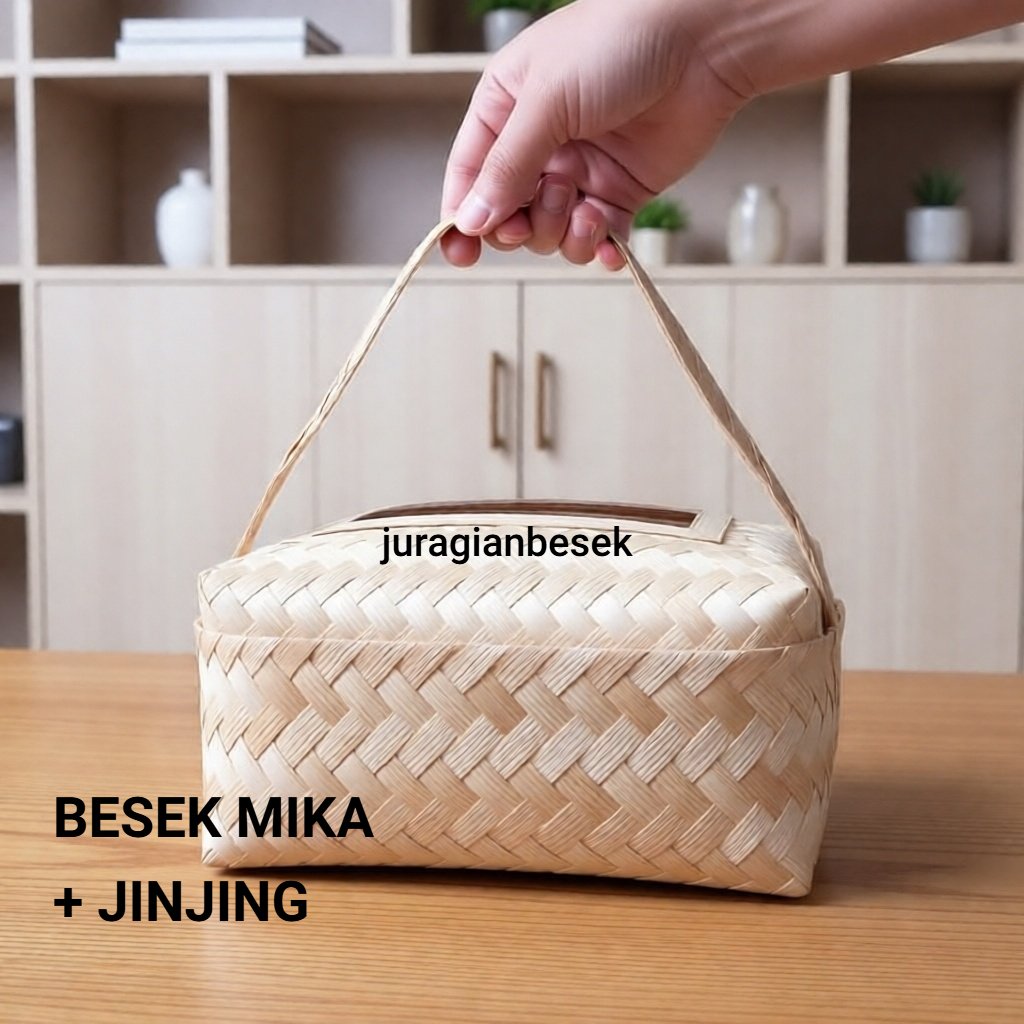 SEPASANG BESEK JINJING MIKA NATURAL BERBAGAI UKURAN--paper bag-tas hajatan-spunbound-tas kain-goodie