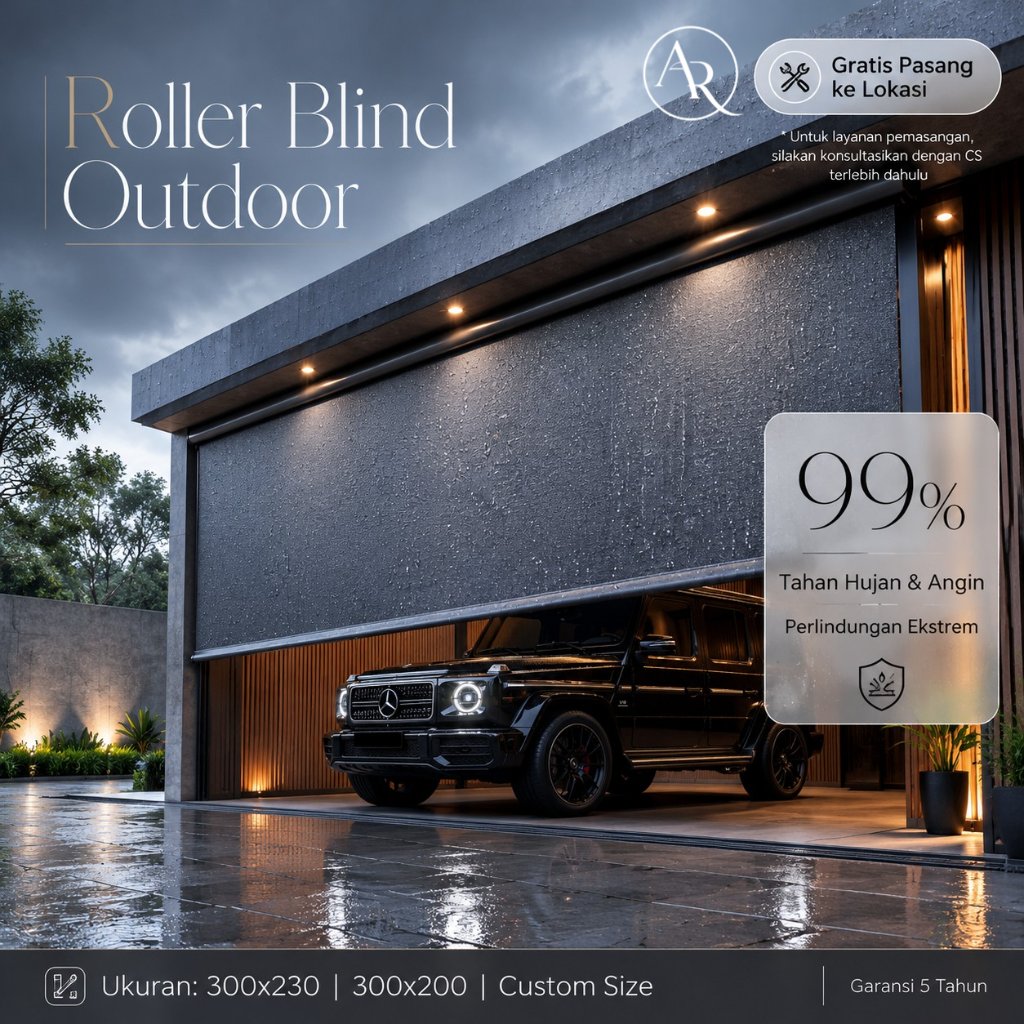 [Pemasangan Gratis Di Tempat] Tirai Pvc Gulung Outdoor Anti Air Dan Tahan Panas Krey Kerei Outdoor W