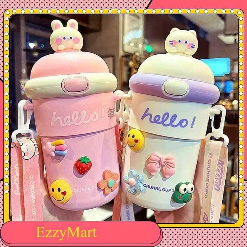 Botol Minum Kaca Anak Karakter Lucu Tumbler Vacum Flask Nice 500ml BPA FREE EZZY
